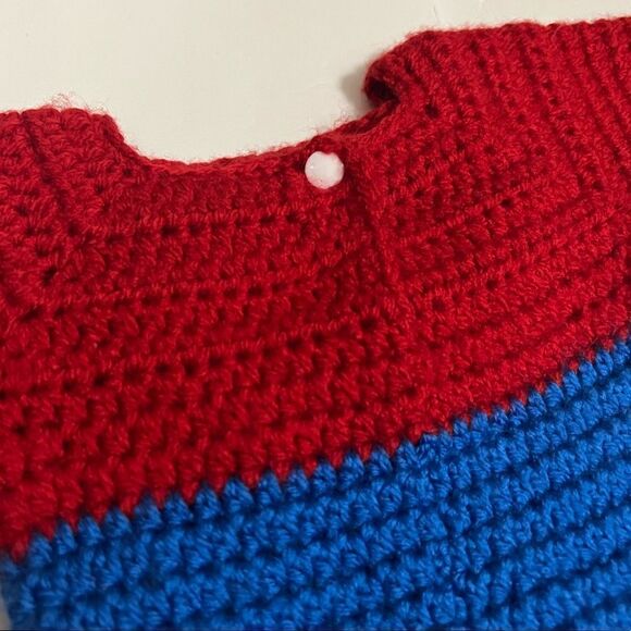 Baby Crochet Knitted Wonder Woman Sweater Onesie Costume Size 3 to 6 months - Picture 7 of 12